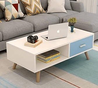Square living room table.