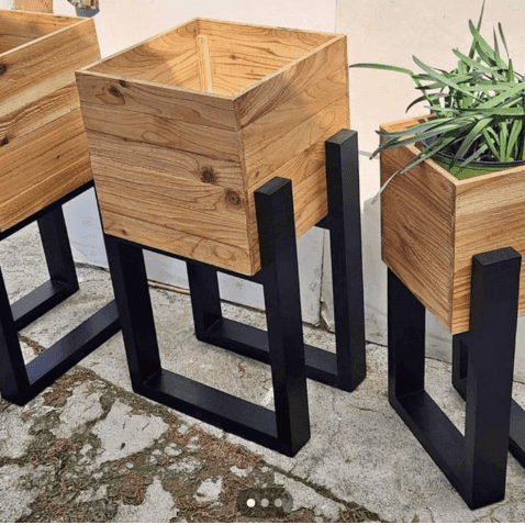 Metal + wood Flower Vase