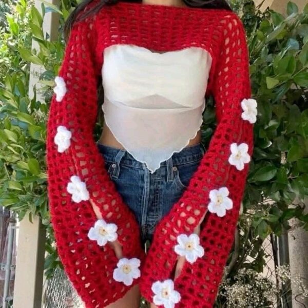 Flowery Net Crotchet top
