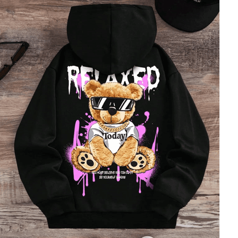 Bear print hoodie