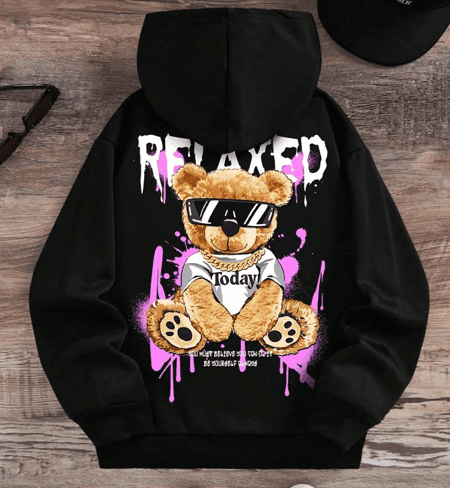 Bear print hoodie