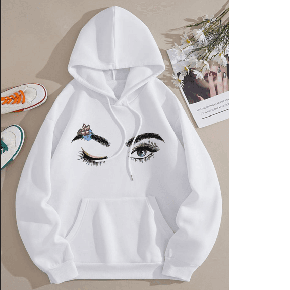 Eyebrows face print hoodie