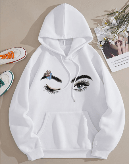 Eyebrows face print hoodie