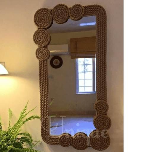 Macrame spirals mirror