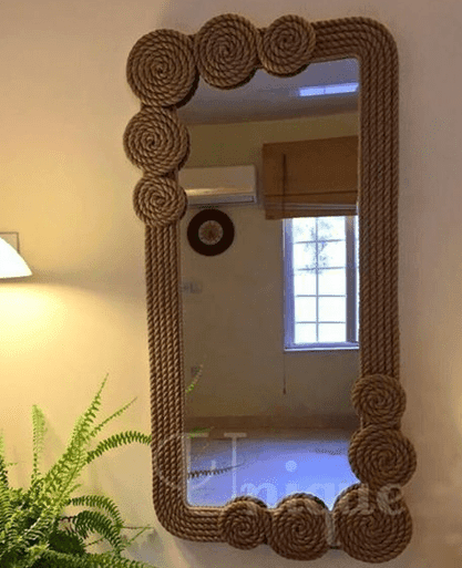Macrame spirals mirror