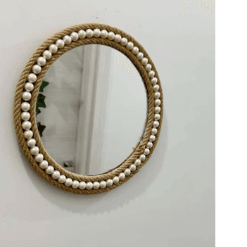 Macrame pearls mirror
