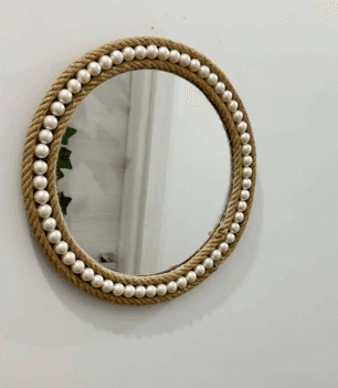 Macrame pearls mirror