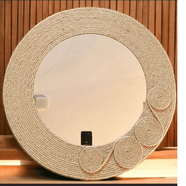Macrame large spirals mirror