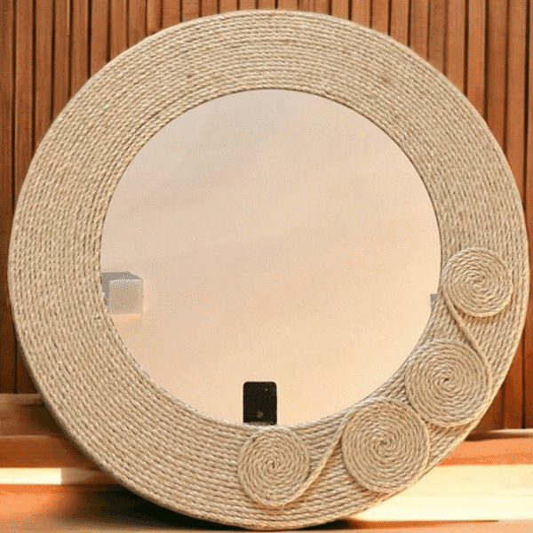 Macrame large spirals mirror
