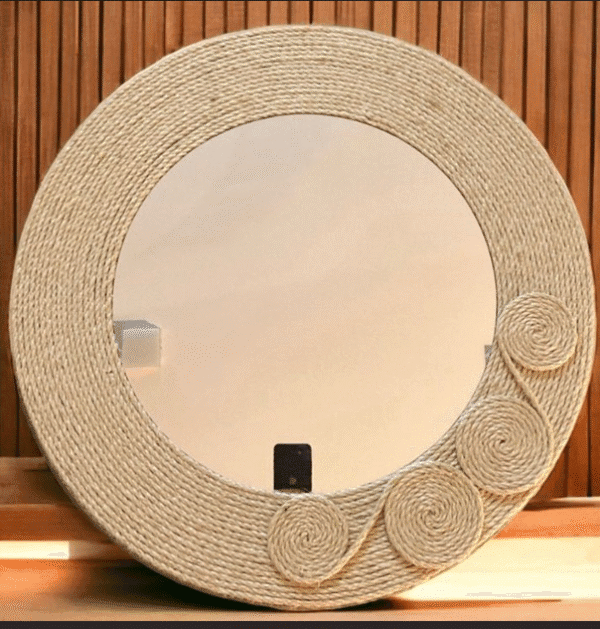 Macrame large spirals mirror