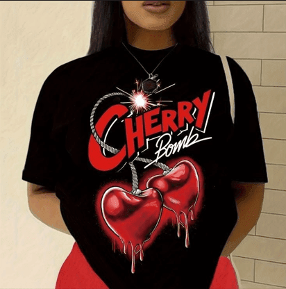 Hearty print lady tshirt