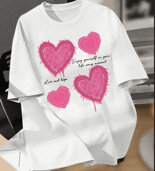 Pink hearts print tshirt