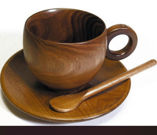 3PCS WOODEN TEA CUPS SET