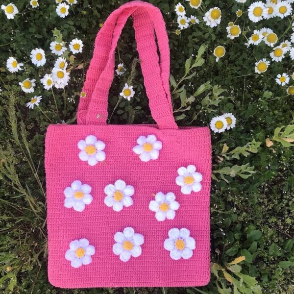 Sunflower patch crotchet bag